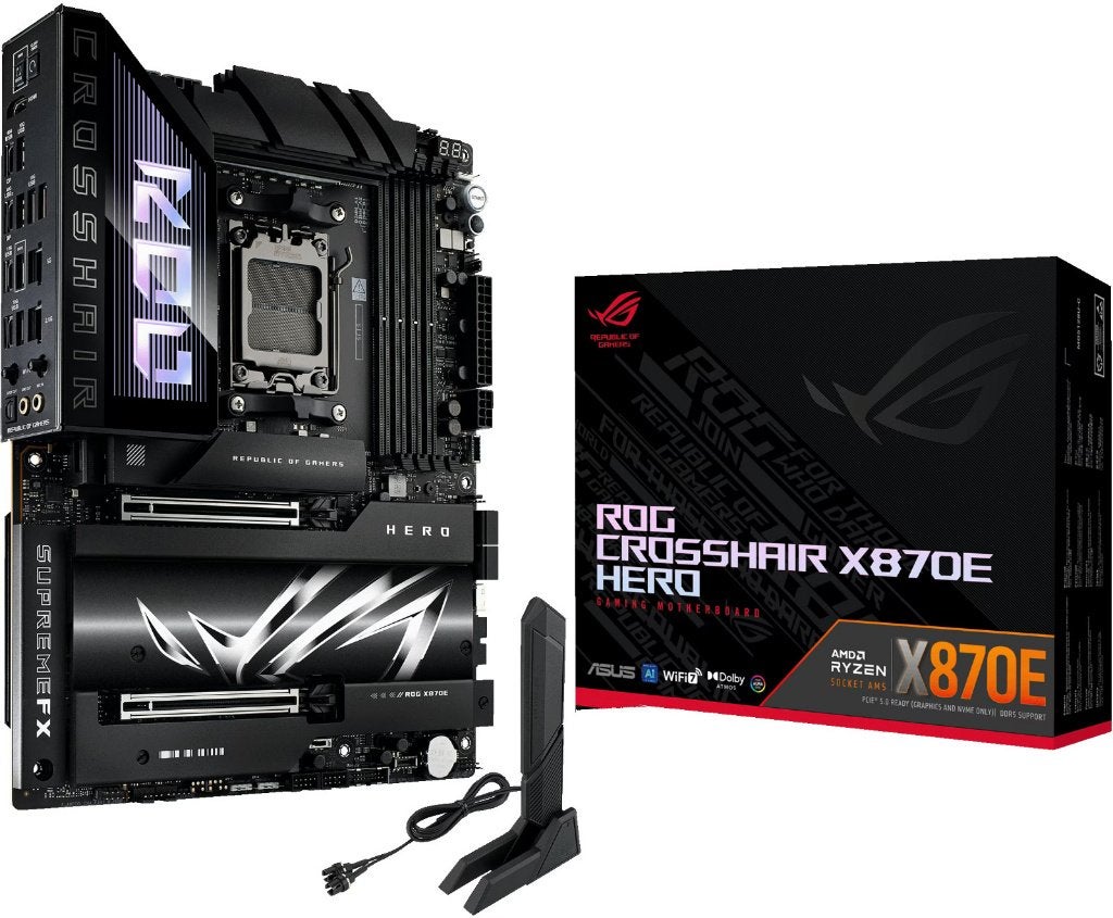ASUS ROG CROSSHAIR X870E HERO Moederbord, Ophalen of Verzenden, Zo goed als nieuw, ATX, DDR5