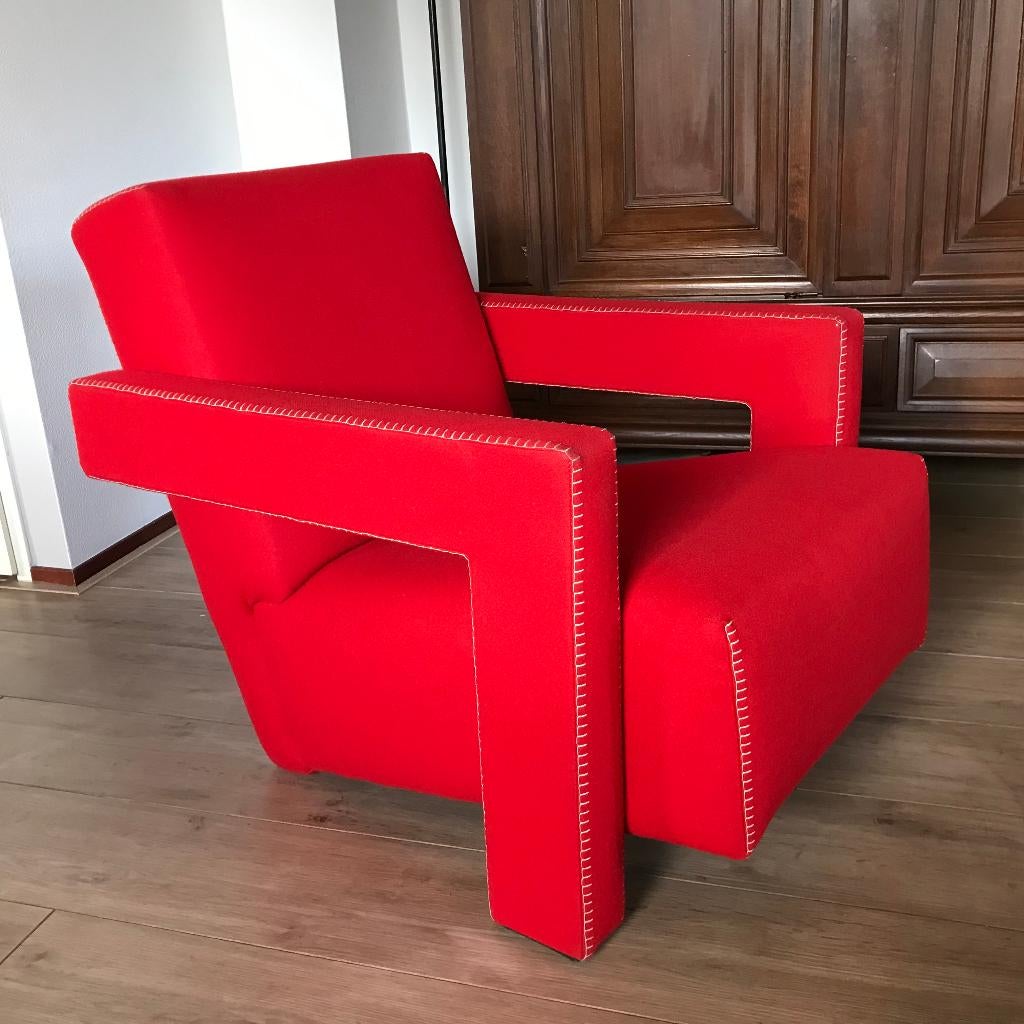4 Cassina Rietveld Utrecht fauteuil chair Gerrit Rietveld, Gebruikt, 75 tot 100 cm, Ophalen of Verzenden, Nvt