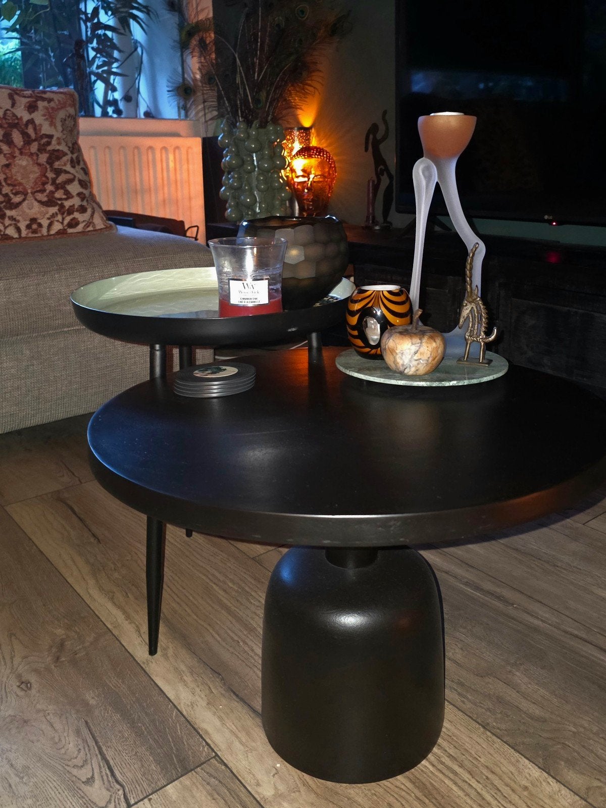 LABEL51 Wink bijzettafel set zwart metaal & mintgroen, Huis en Inrichting, Tafels | Salontafels, Ophalen, 50 – 75, Minder dan 50 cm