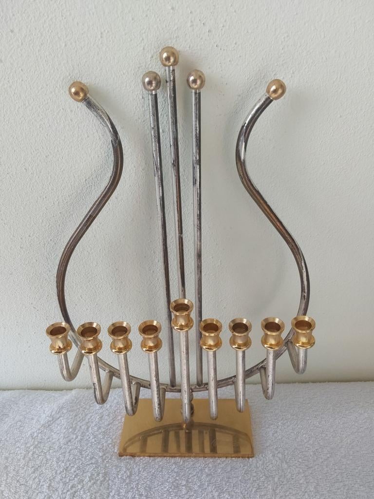 GOLD & SILVER PLATED KARSHI KANDELAAR VOOR DUNNE KAARSEN, Ophalen of Verzenden, Zilver