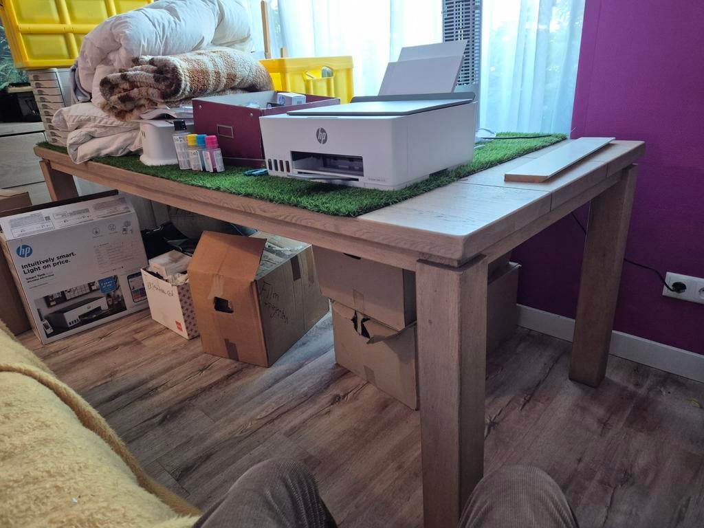 Massief eikenhouten tafel 215x95x80 cm, Huis en Inrichting, Tafels | Eettafels, Ophalen of Verzenden