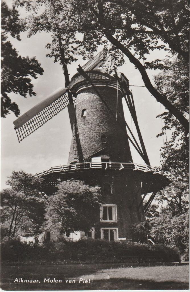Alkmaar - Molen van Piet - Echte foto, Verzenden, 1940 tot 1960, Ongelopen, Noord-Holland