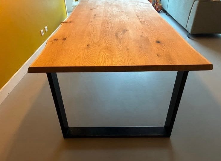 Boomstamtafel massief eiken - Zo goed als nieuw, Ophalen, 100 tot 150 cm, Eikenhout, 200 cm of meer