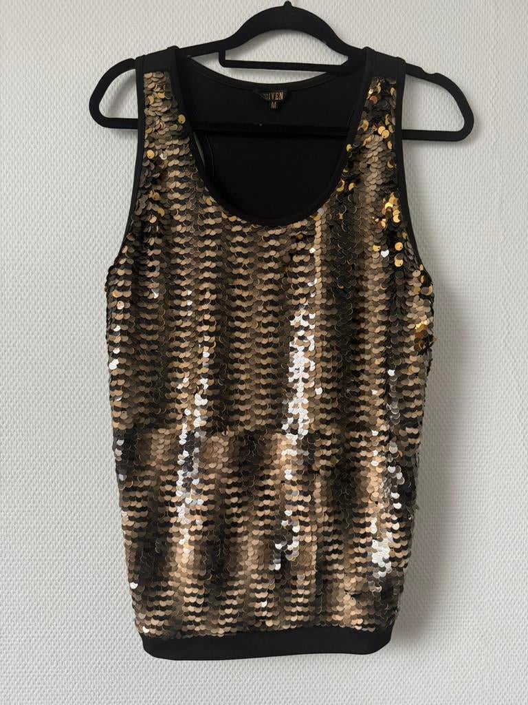 Given pailletten top m, Maat 38/40 (M), Verzenden, Zwart, Zo goed als nieuw