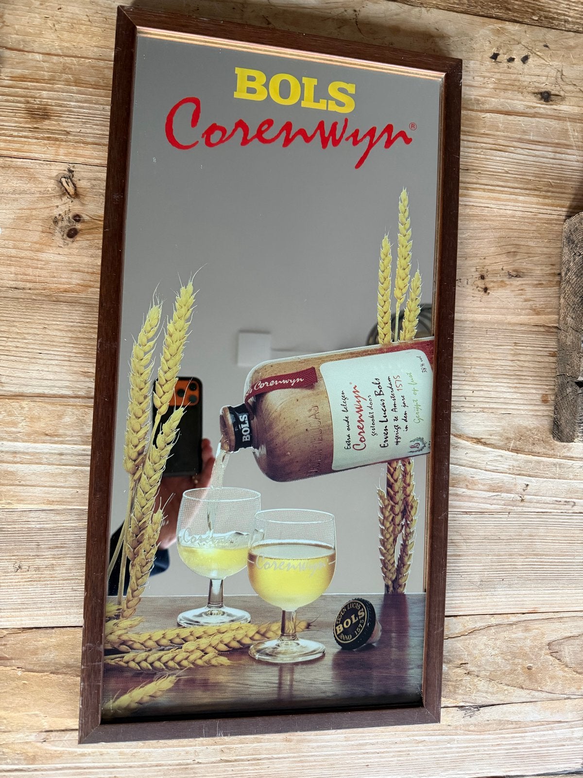Retro Bols Corenwyn spiegel, Ophalen of Verzenden, Rechthoekig, Minder dan 50 cm, Minder dan 100 cm