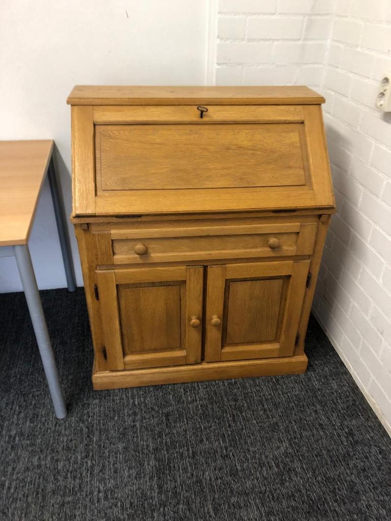 Vintage Eiken Dressoir / Secretaire met Lade en Kast, Ophalen, Gebruikt