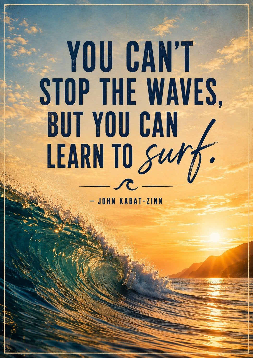 Inspirerende poster: Leer surfen op de golven, Rechthoekig Staand, Nieuw, Ophalen of Verzenden, A1 t/m A3