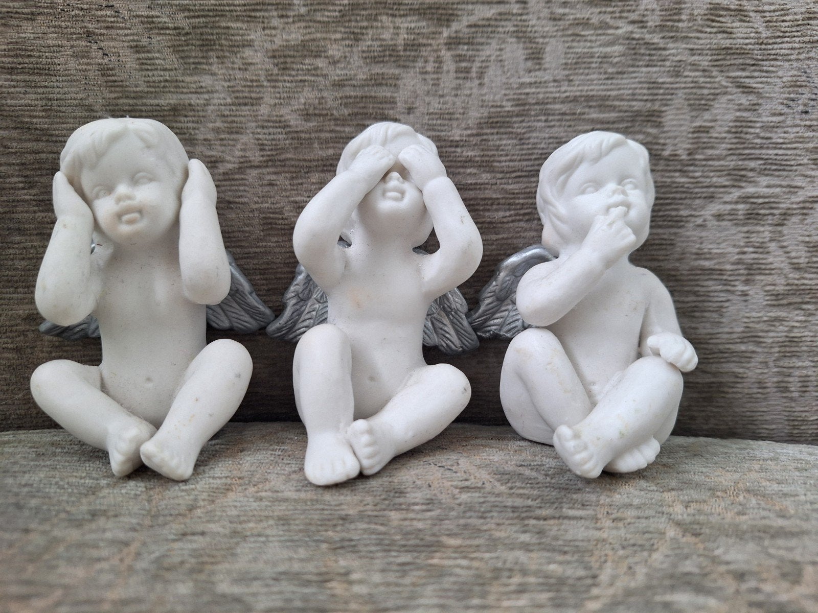 Set van 3 Beeldjes Engeltjes - Horen, Zien, Zwijgen, Ophalen of Verzenden, Zo goed als nieuw