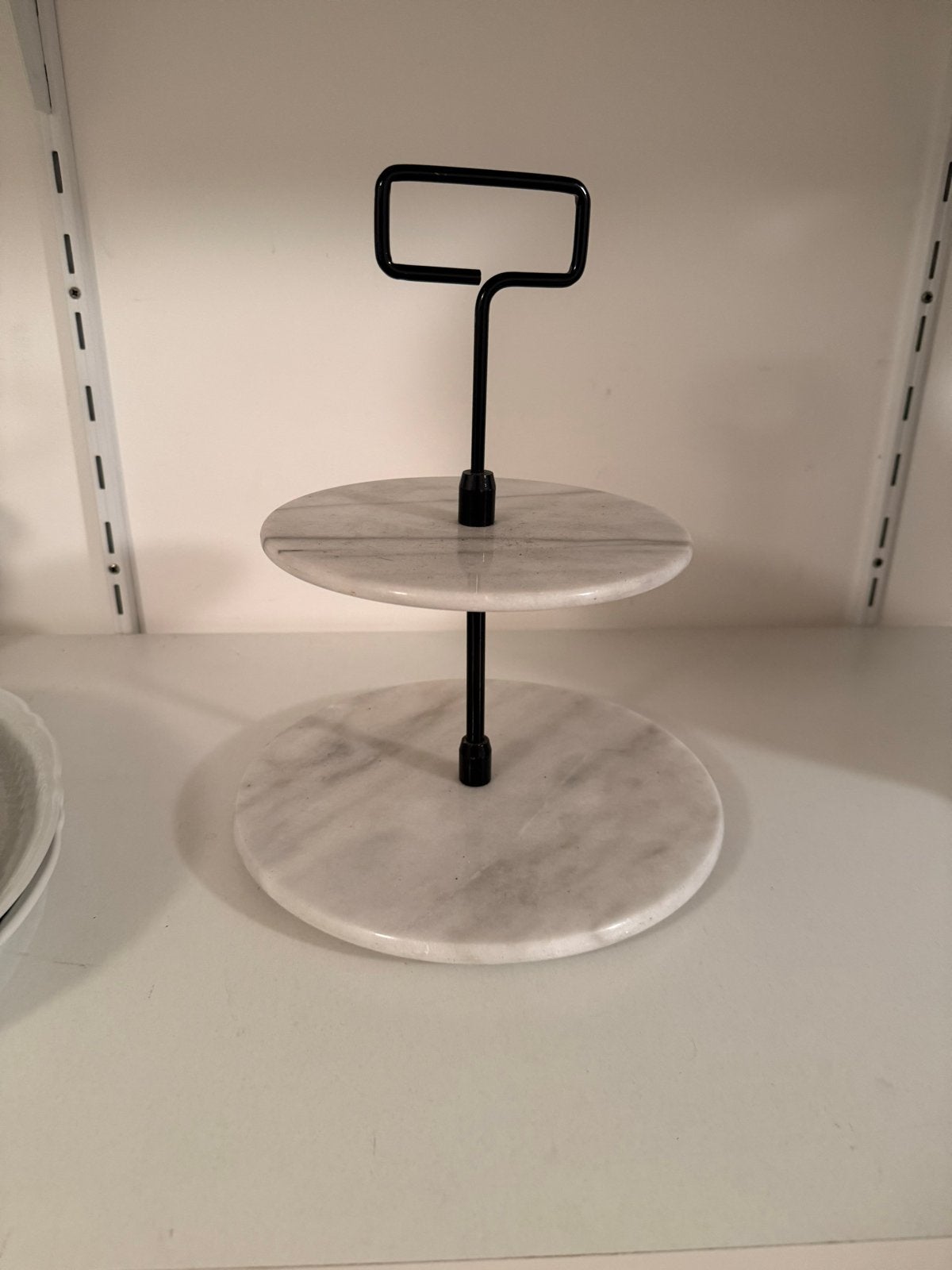 Marmeren etagere met 2 lagen, Gebruikt, Rond, Ophalen of Verzenden, Dienblad