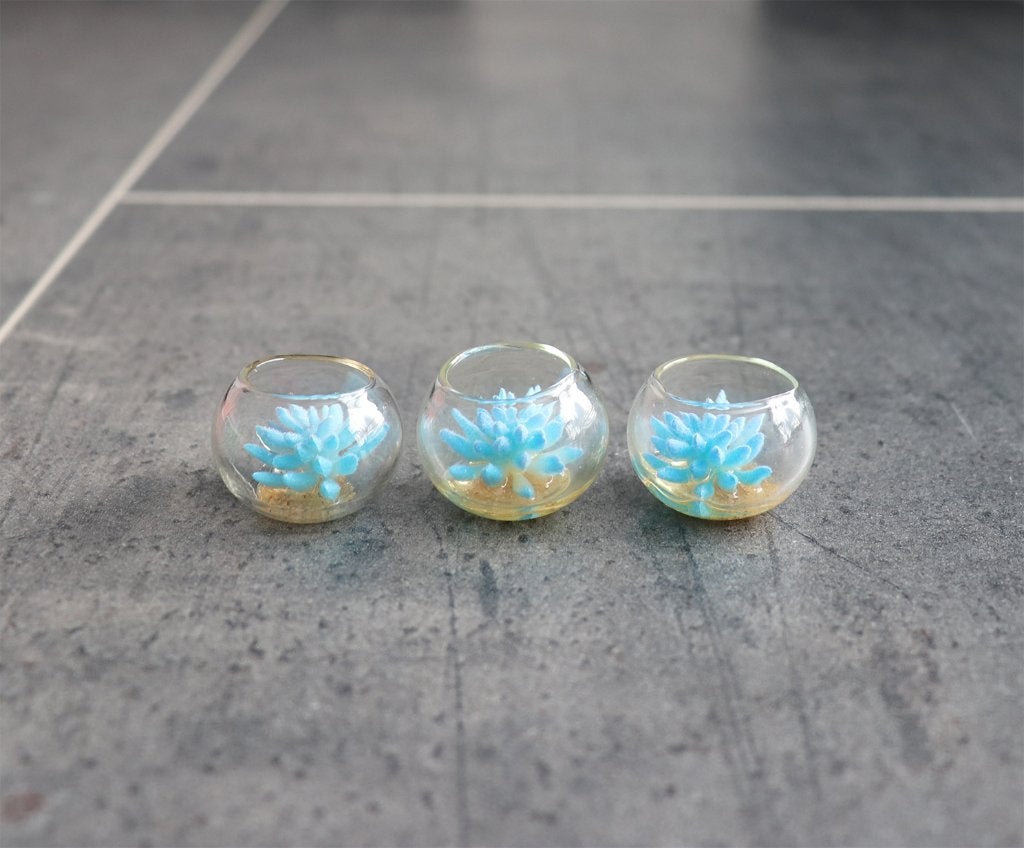 Plant in glazen kom plantje miniatuur nieuw 1:12 Blauw, Ophalen of Verzenden, Nieuw, Decoratie