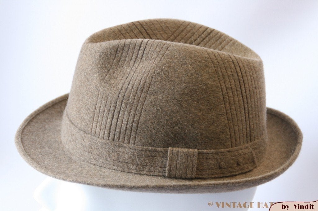Vintage Gleufhoed Lonconito grijsbruin haarvilt 57, Hoed, Lonconito, Ophalen of Verzenden, 57 cm (M, 7⅛ inch) of minder