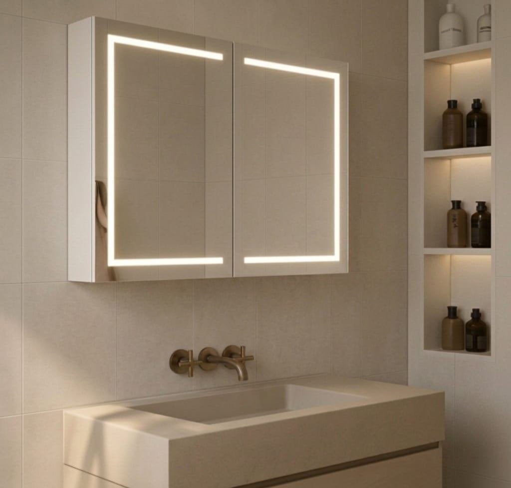 **NIEUW IN DOOS: Spiegelkast met verwarming & verlichting**, Ophalen, Spiegelkast, 100 tot 150 cm, Nieuw