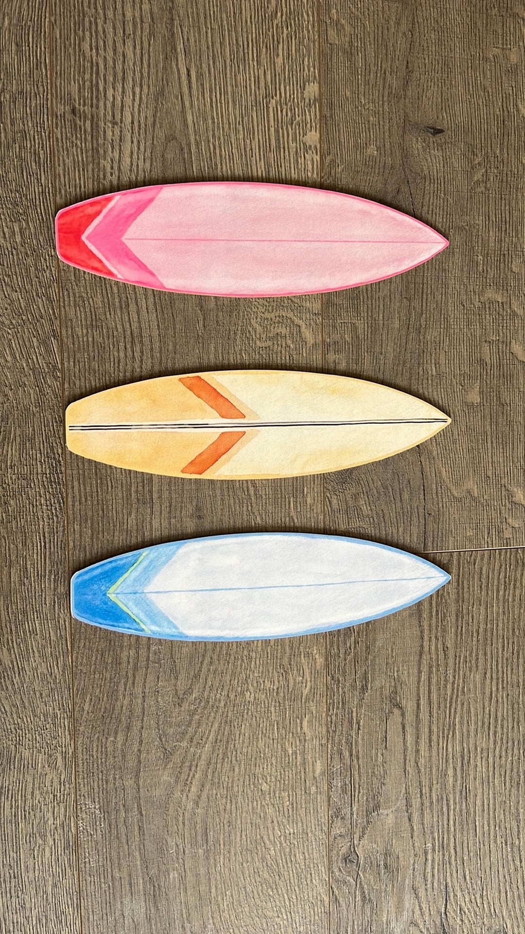 3 leuke surfboardjes voor costal room decor, Watersport en Boten, Ophalen of Verzenden, Zo goed als nieuw