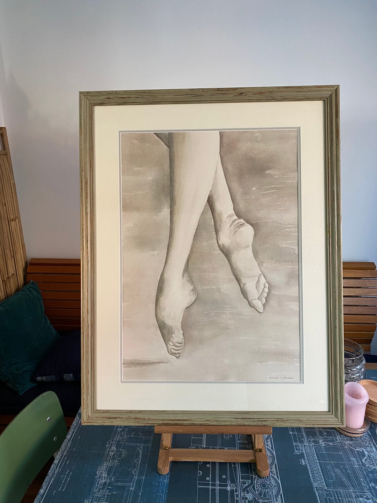Handgeschilderd Aquarel - Ballet - 65,5 x 85 cm, Ophalen