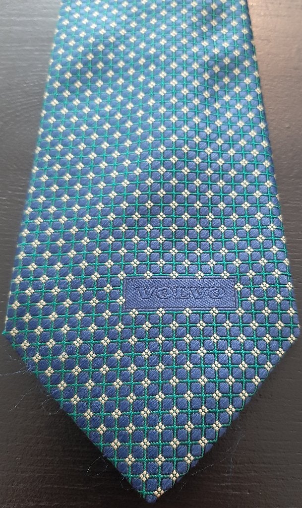 Volvo Auto stropdas blauw met groene kaders, Verzamelen, Ophalen of Verzenden, Nieuw, Gebruiksvoorwerp