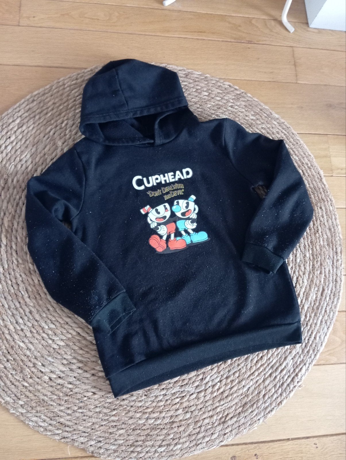 Cuphead hoodie zwart - Maat 146/152, Kinderen en Baby's, Kinderkleding | Maat 146, Gebruikt, Trui of Vest, Ophalen of Verzenden