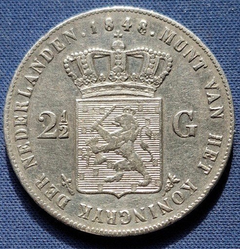 Nederland 2½ gulden 1848 Km 69, Verzenden, Goud, Losse munt, 2½ gulden