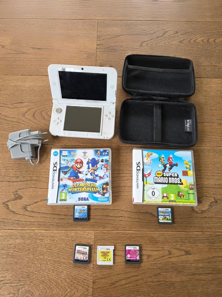 Nintendo 3DS Wit met 5 games en beschermhoes, Ophalen, Wit, Met beschermhoes of tas, 3DS