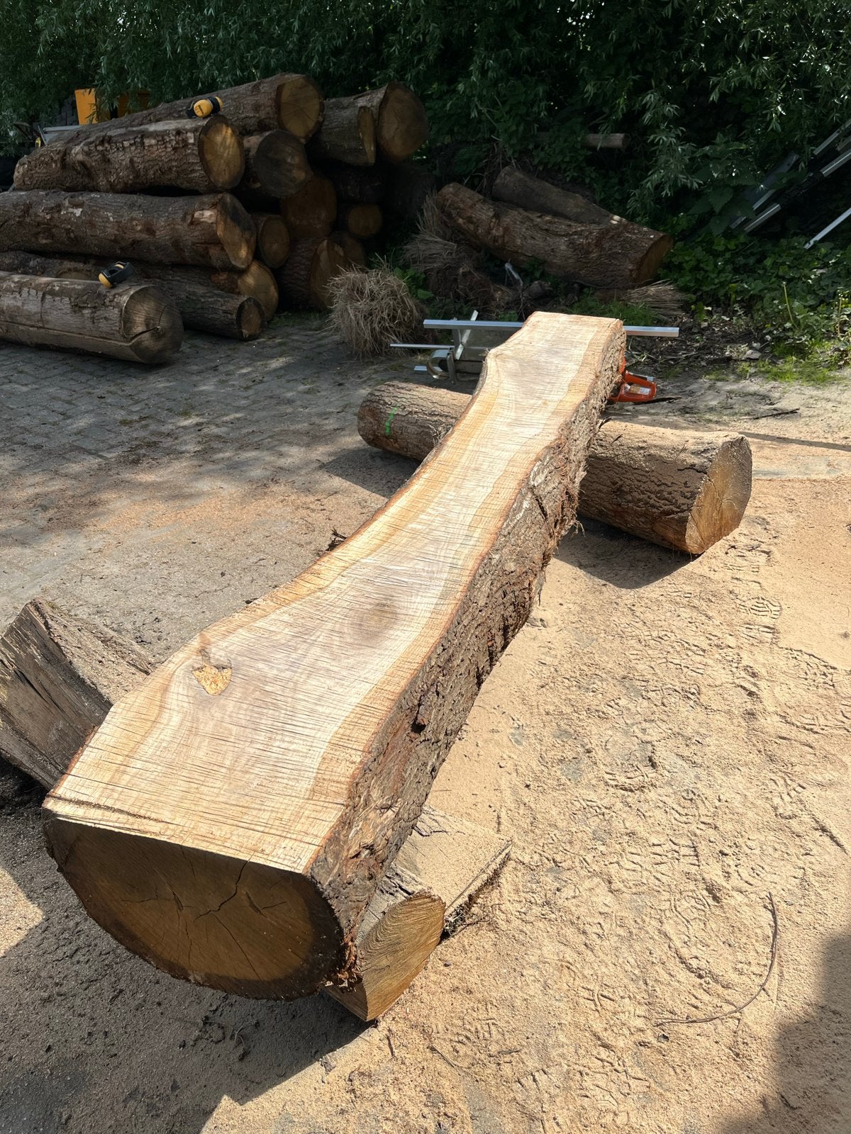 Eikenhouten Planken en Balken, Doe-het-zelf en Verbouw, Ophalen, Gebruikt, Eiken, Balk