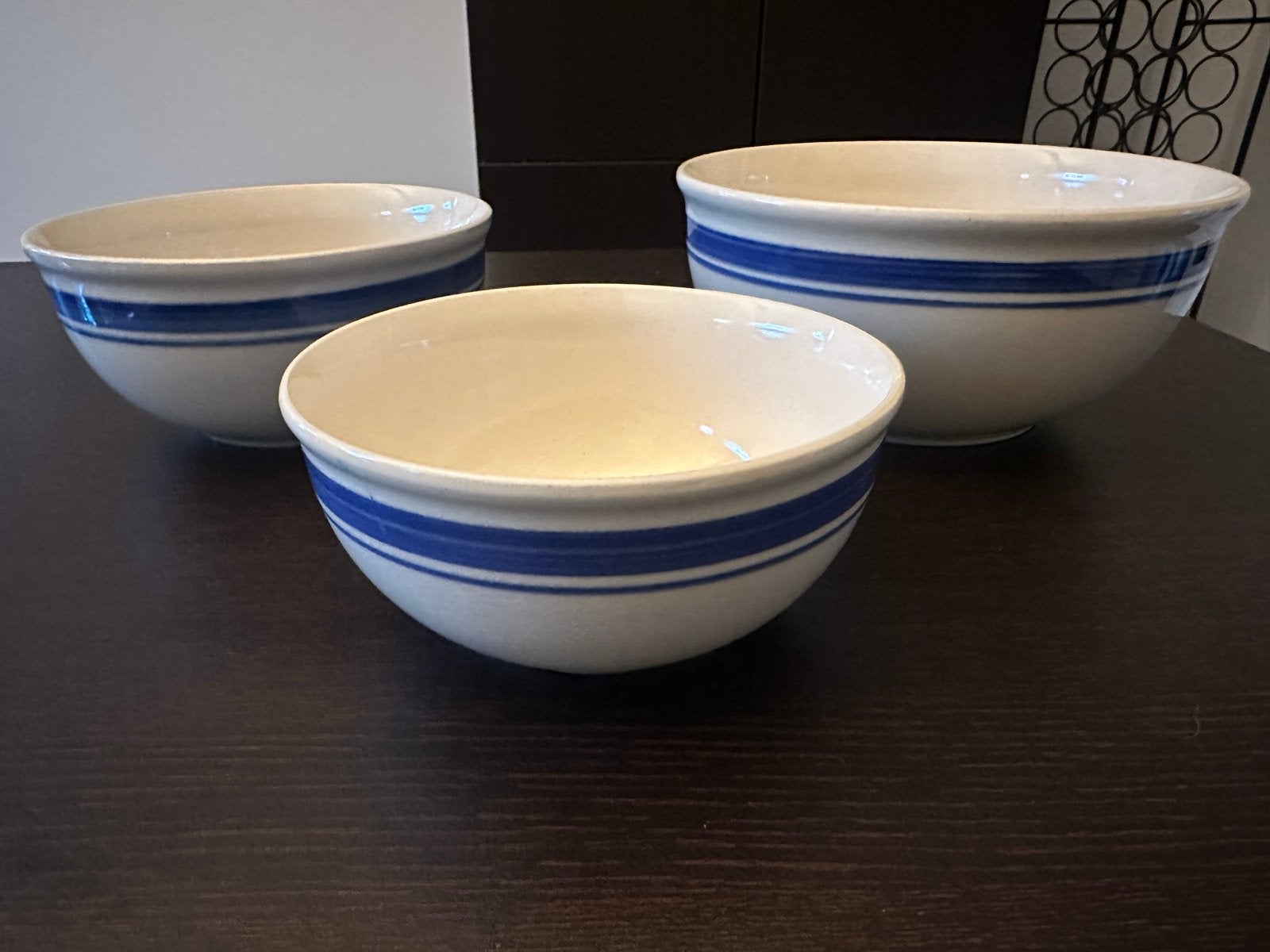 Set van 3 vintage kommen met blauwe strepen, Antiek en Kunst, Ophalen of Verzenden