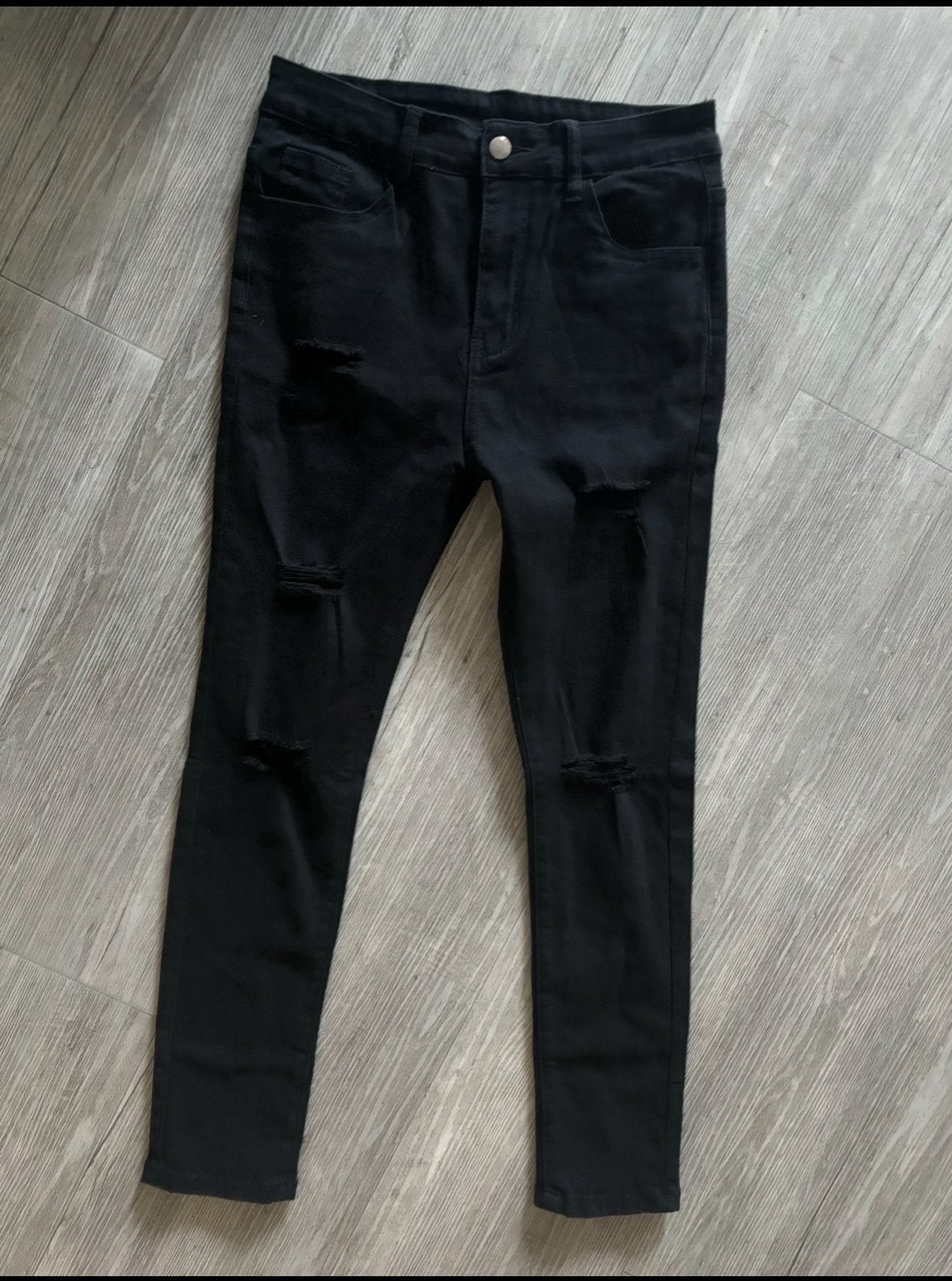 Zwart skinny jeans destroyed maat 152 Niet gedragen, Ophalen of Verzenden, Nieuw, Jongen, Broek