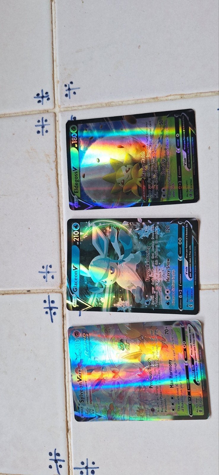 Pokémon V Kaarten: Eldegoss V, Glaceon V, Shaymin VMAX, Ophalen of Verzenden, Zo goed als nieuw, Meerdere kaarten, Foil