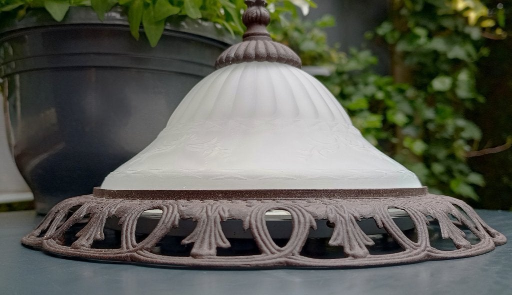 plafonnière - klassiek - Barok - Landelijk -  plafondlamp, Gebruikt, Glas, E14 (klein), Antiek