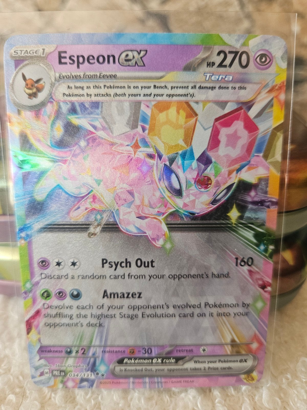 Espeon ex Tera Pokémon Kaart - Nieuwstaat, Ophalen of Verzenden, Nieuw, Losse kaart, Foil
