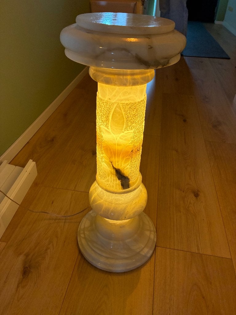 Marmeren zuil met verlichting en planten zuil, Ophalen of Verzenden, Zo goed als nieuw