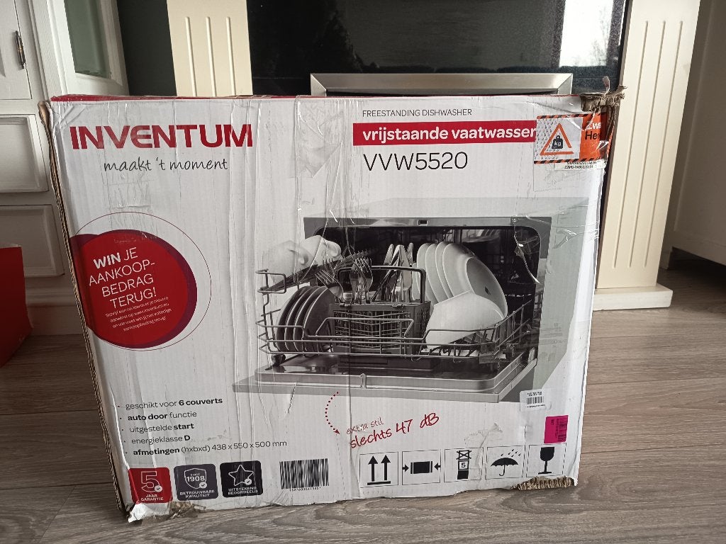 Inventum VVW5520 Vaatwasser - Nieuw in doos (lichte schade), Ophalen, Overige typen, Nieuw, Wit