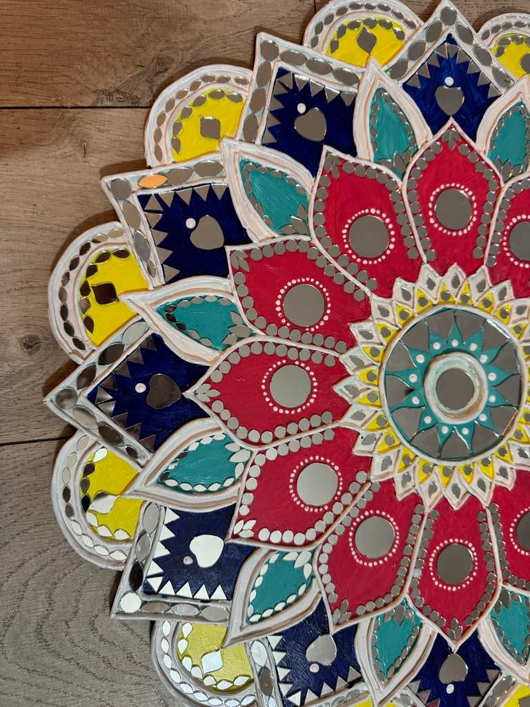 Kleurrijke Mandala Schilderij met Spiegels op MDF, Ophalen