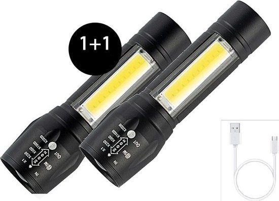 Oplaadbare LED-zaklamp 3000 lumen – 2 stuks, Ophalen of Verzenden, Nieuw, Accu