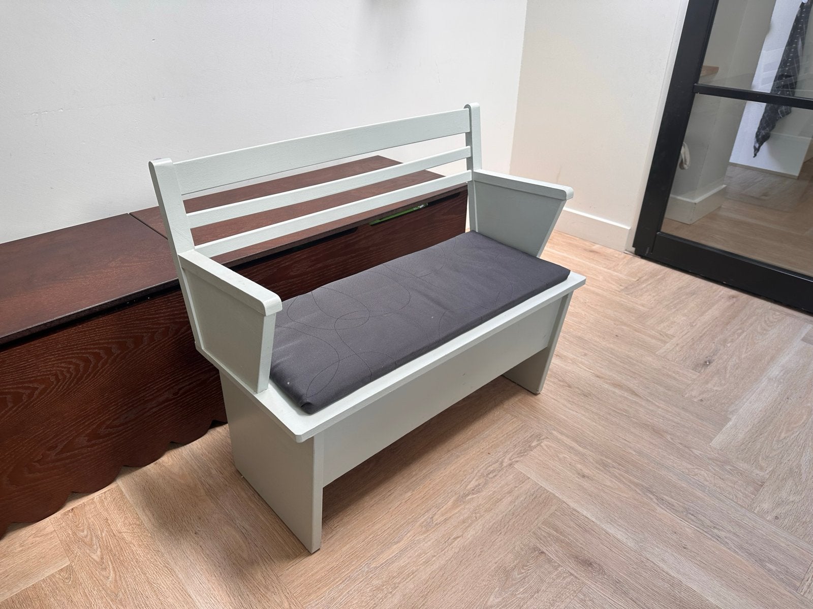 Halbankje met opbergruimte en kussen - 71x31x62 cm, Huis en Inrichting, Ophalen, Gebruikt, Overige kleuren, Eén