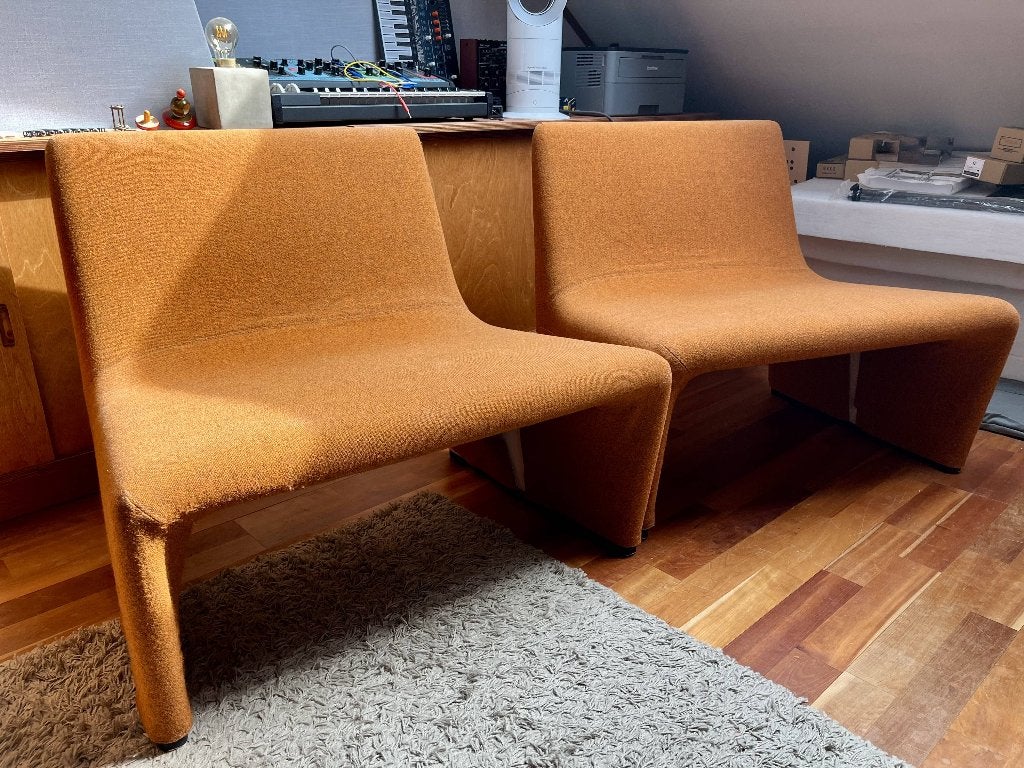 Twee mid-century moderne fauteuils, Ophalen, Gebruikt, Seventies, postmodern, organisch, Minder dan 75 cm