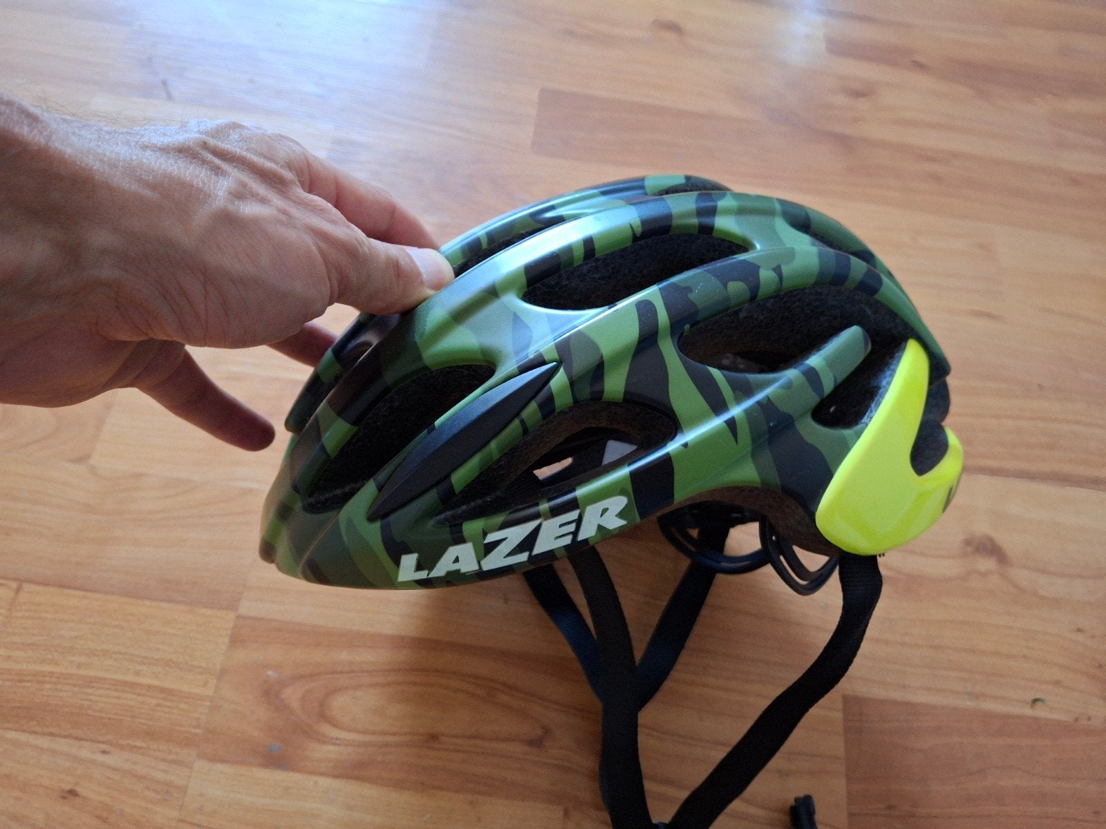 Lazer Blade fietshelm camouflage groen/geel grootte M, Lazer, Gebruikt, M, Ophalen of Verzenden