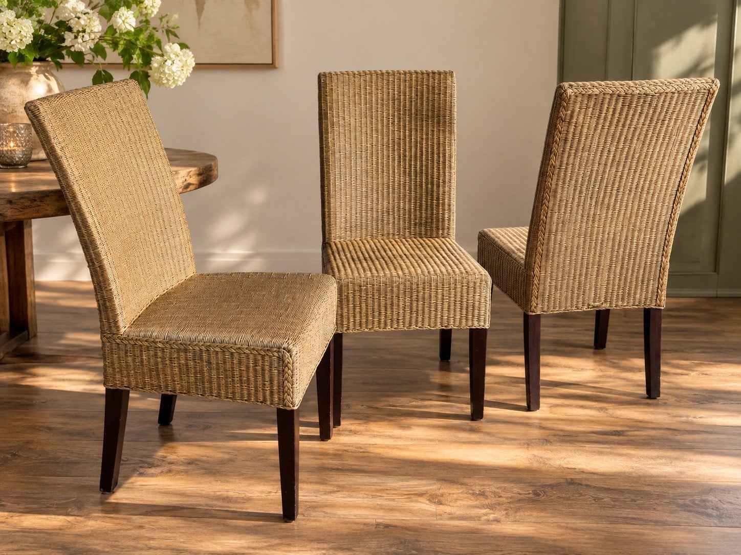 Lloyd Loom eetkamerstoelen partij 22 stuks riet rotan wicker, Ophalen, Gebruikt, Bruin, Hout