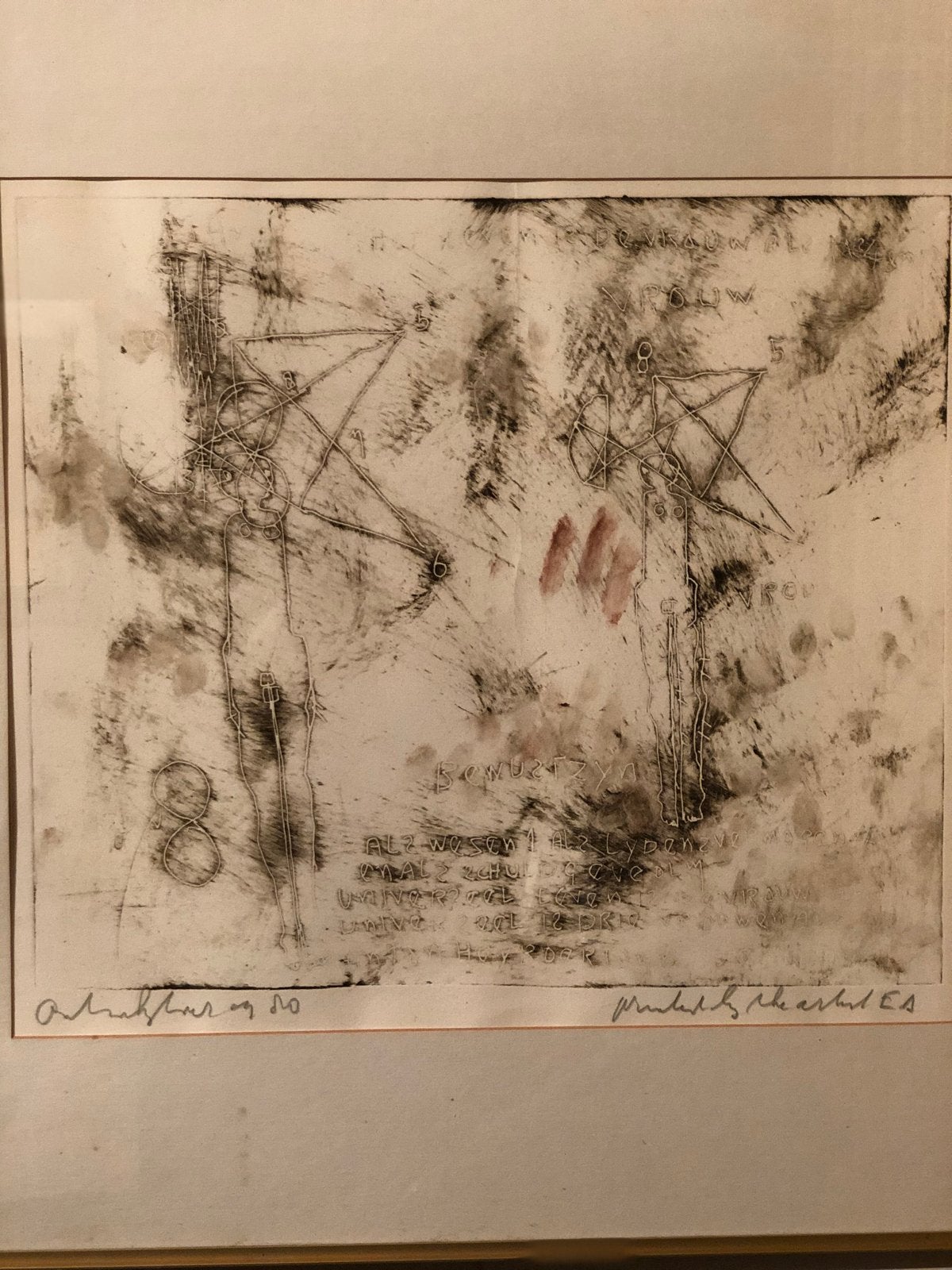 Anton Heyboer - Ets uit 1980 - 45x50 cm, Antiek en Kunst, Ophalen, Ets, Met passe-partout, 1950 - 1999