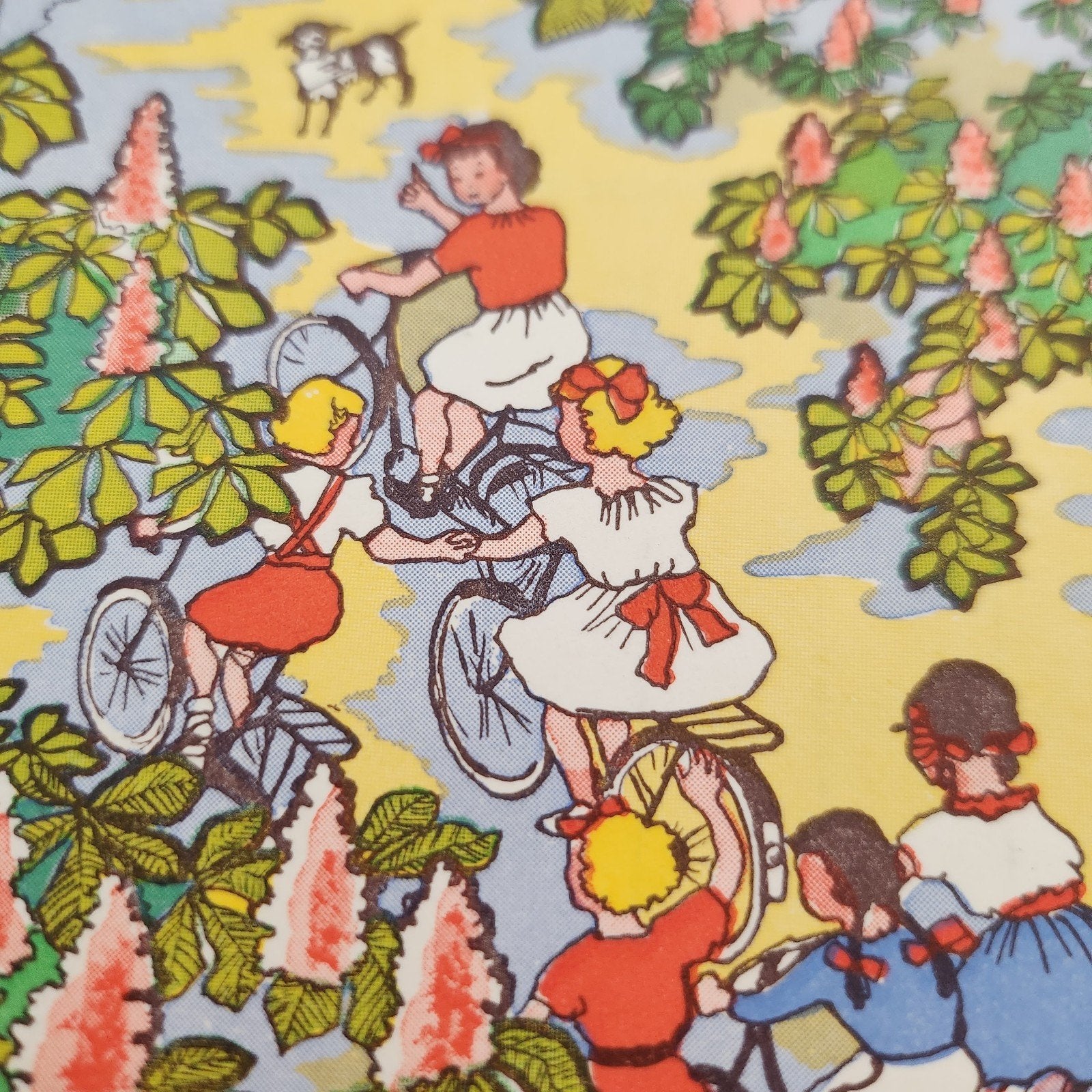 Vintage Ansichtkaart: Meisjes op Fietsen, Kastanjebomen, Verzenden, 1940 tot 1960, Gelopen, Noord-Holland