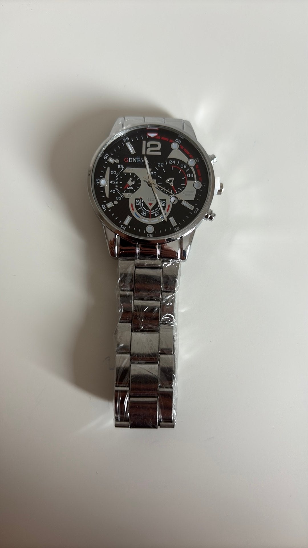 Stijlvol Herenhorloge Geneva - Zilver/Zwart, Overige merken, Staal, Verzenden, Polshorloge