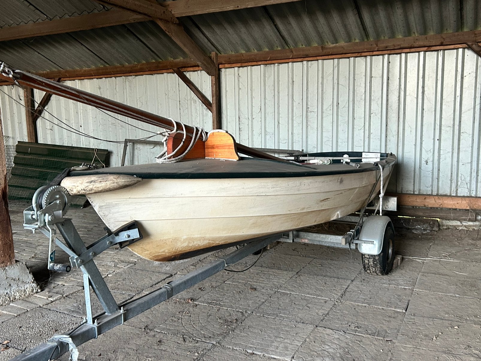 Zeilboot met trailer, Watersport en Boten, Open zeilboten, Ophalen, Gebruikt