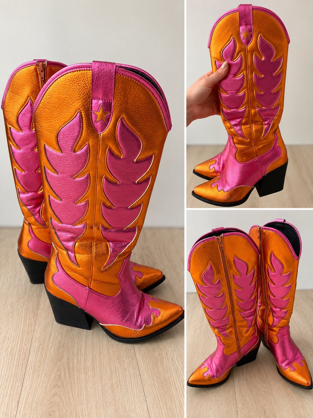 Most Wanted Cowboylaarzen Maat 40 - Roze/Oranje, Ophalen of Verzenden, Zo goed als nieuw, Roze, Hoge laarzen
