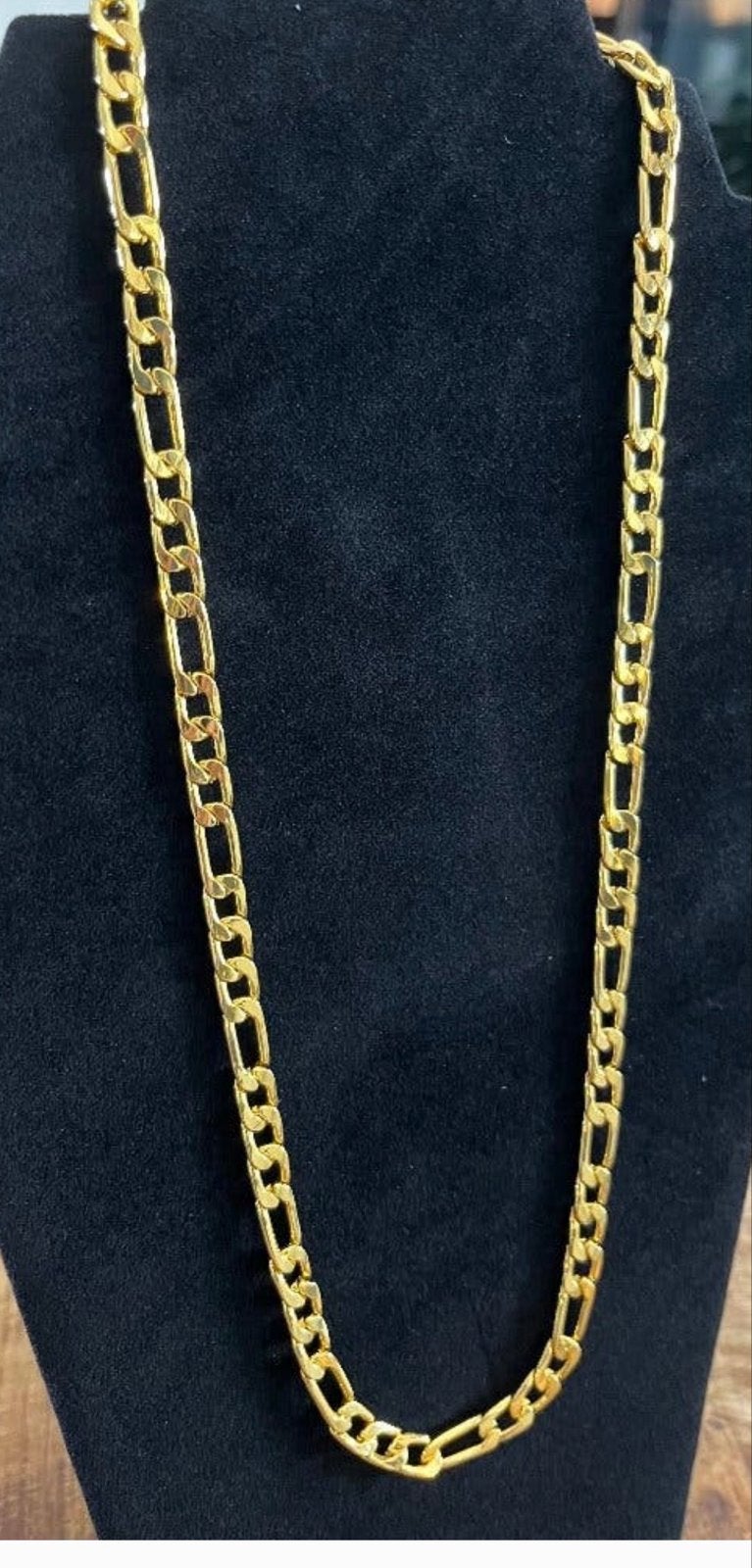 Nieuwe Figaro brede Schakelketting 70 cm goud verguld, Sieraden, Tassen en Uiterlijk, Kettingen, Ophalen of Verzenden, Nieuw, Goud