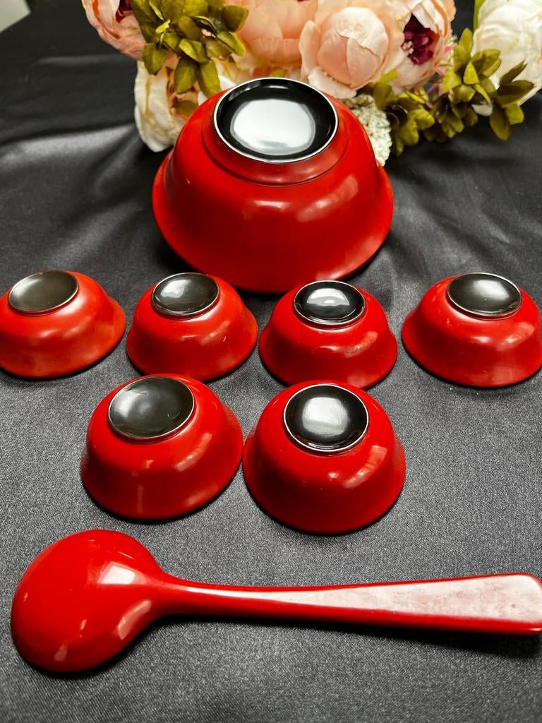 Vintage Japans Sake Setje met Berglandschap Decoratie, Antiek en Kunst, Ophalen of Verzenden