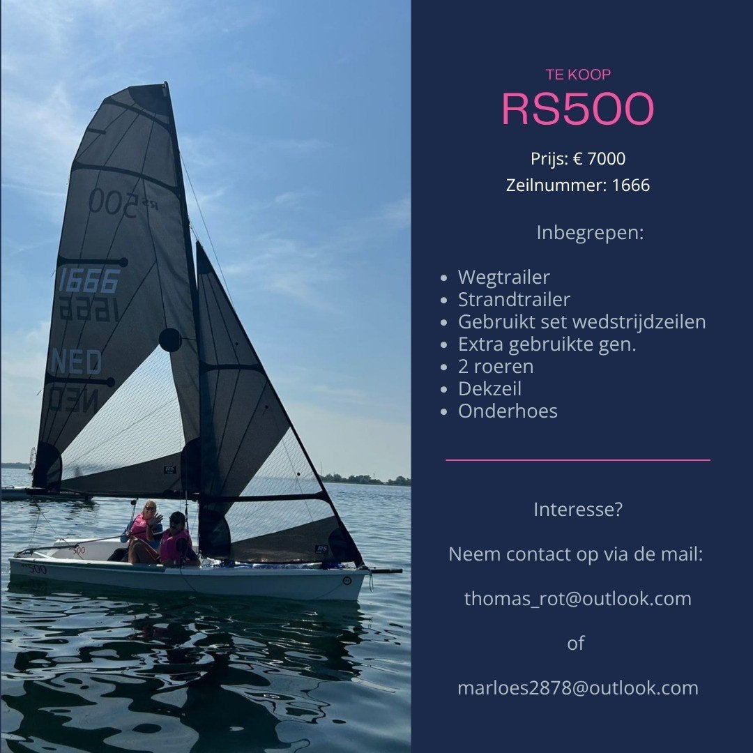 RS500 Zeilnummer 1666 met weg- en strandtrailer, Watersport en Boten, Ophalen, Gebruikt, Fok, Overige typen