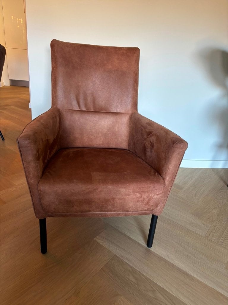 2x Leren fauteuil diem Goossens wonen, Huis en Inrichting, Fauteuils, Ophalen, Minder dan 75 cm, Leer, Zo goed als nieuw