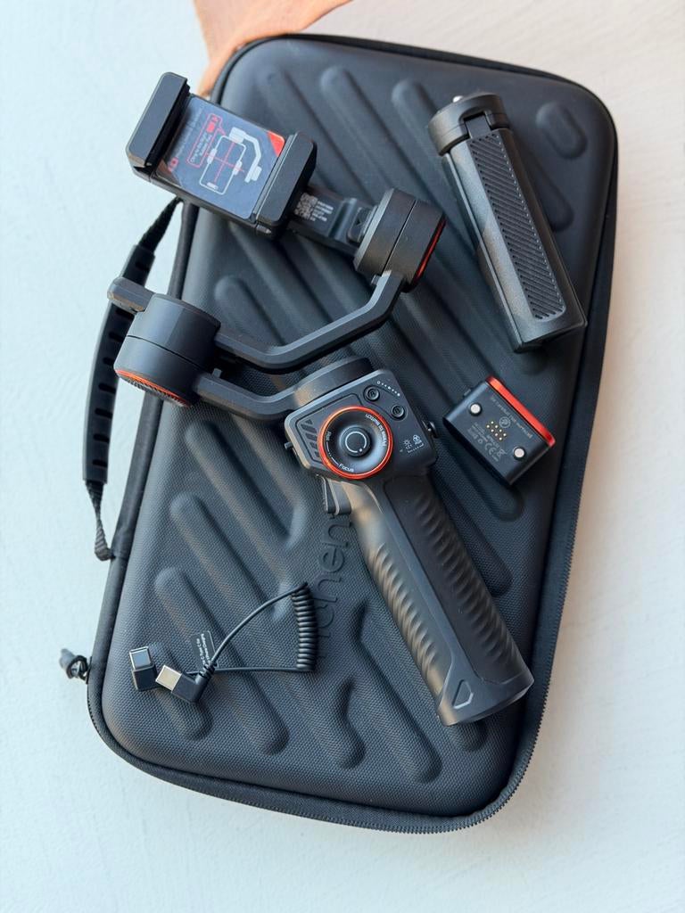 Hohem iSteady M6 Kit smartphone gimbal +lampje & AI-tracker, Audio, Tv en Foto, Ophalen, Zo goed als nieuw, Balhoofd, Met balhoofd