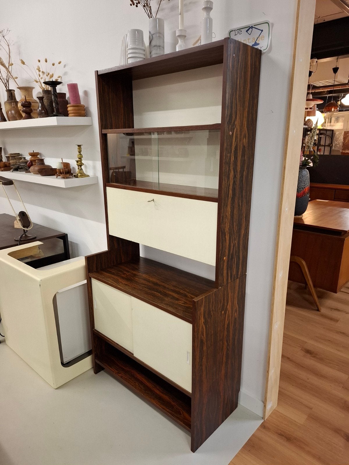 Vintage Poul Cadovius KLM Palissander Wandmeubel boekenkast, Ophalen, Teakhout, Mmm, Mmm