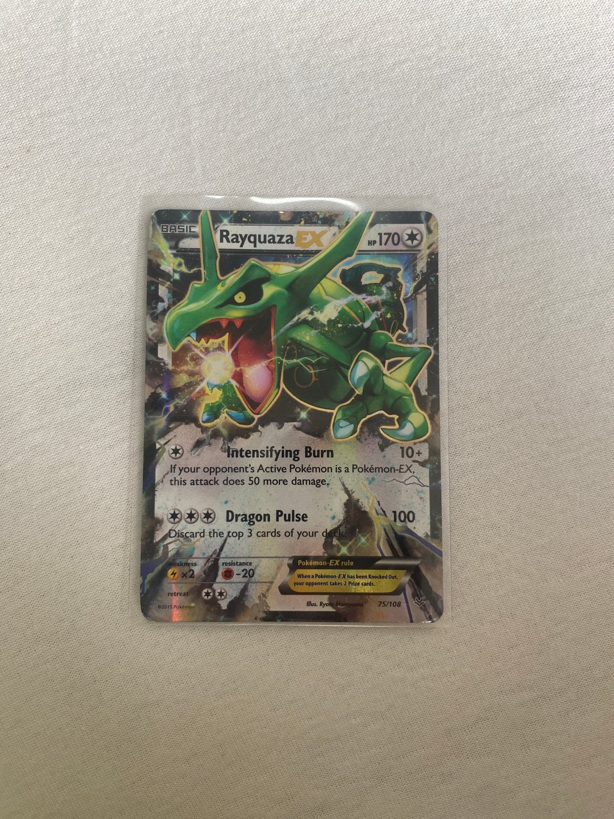 Rayquaza EX 75/108 Pokemon kaart, Ophalen of Verzenden, Zo goed als nieuw, Losse kaart