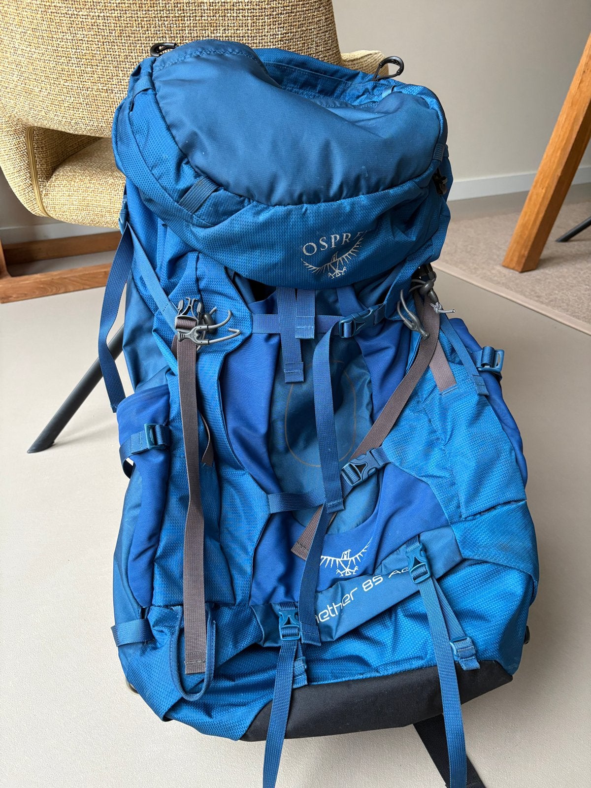 OSPREY rugzak Aether 85 AG, 30 cm of meer, Blauw, Ophalen of Verzenden, Zo goed als nieuw