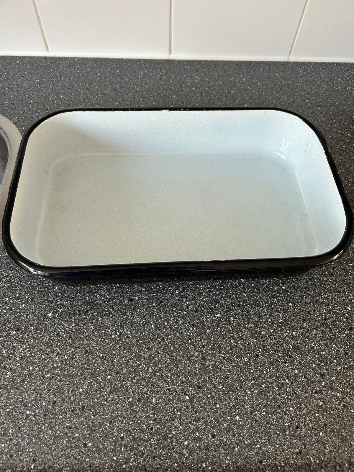 Emaille ovenschaal - zwart/wit, Antiek en Kunst, Ophalen of Verzenden